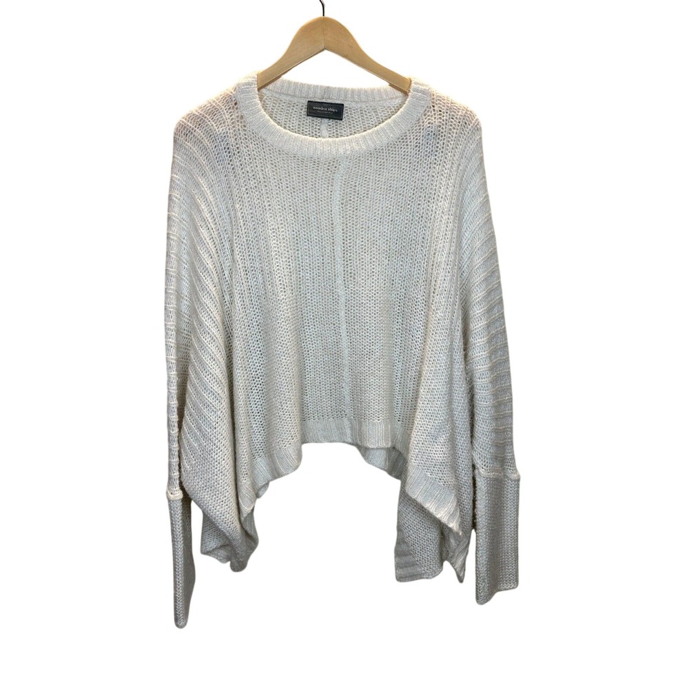 Wooden Ships Sweater Women S/M White Mohair Wool Blend Knit Loose Fit Pullover